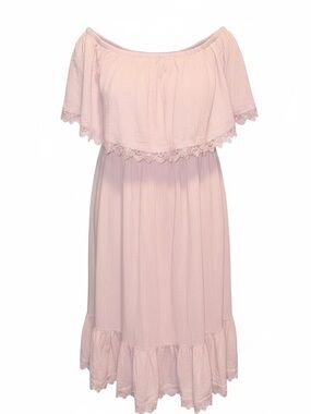 Express Off-Shoulder Midi Dress in Blush